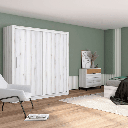 Guarda-roupa Sava para quarto estilo contemporâneo em branco Albo com 2 portas de correr 182x201 cm Guarda-roupa Sava para quarto estilo contemporâneo em branco Albo com 2 portas de correr 182x201 cm