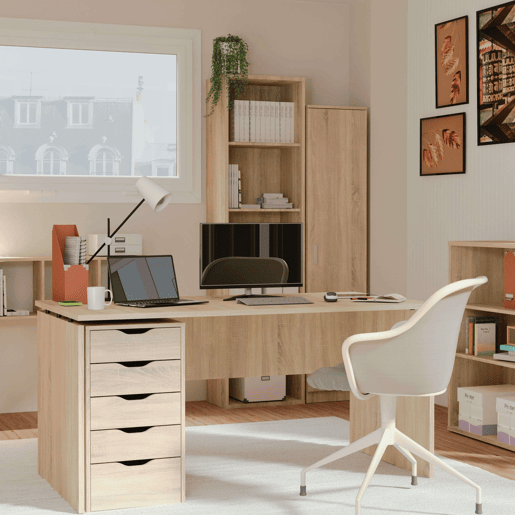 Mesa de escritório moderna Rivoli em carvalho cambriano 155 cm Mesa de escritório moderna Rivoli em carvalho cambriano 155 cm