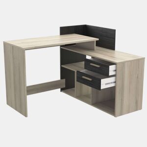 Mesa de escritório reversível Optima em carvalho Kronbergmelamina preta, 121 cm, estilo moderno, mobiliário de escritório
