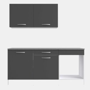 Bloco de Cozinha Modular Eko Color Branco e Cinza 180 cm