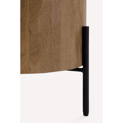 Mesa de TV com forma elíptica 4 portas em madeira de manga