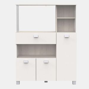 Armário de cozinha de chão com gavetas e compartimentos em branco fosco, 132 x 99 cm