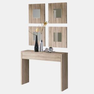 Console de corredor Lupe com 4 espelhos 100x76x30cm Carvalho Cambriano