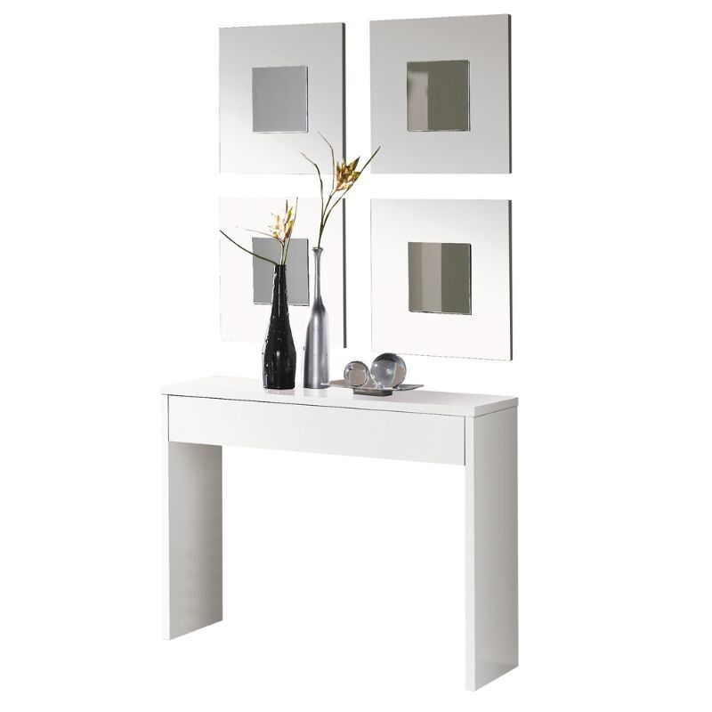 Mueble de entrada recibidor lupe estilo moderno color blanco 101x76x30 cm