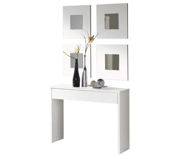 Mueble de entrada recibidor lupe estilo moderno color blanco 101x76x30 cm