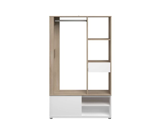 Recibidor Woody color roble y blanco entrada recibidor mueble auxiliar varias opciones almacenaje 183x110x40 cm