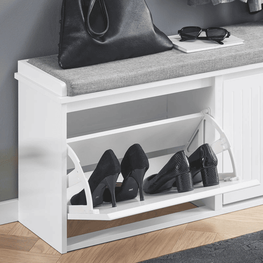 Banco para sapatos com 2 abas FSR98-XL-W SoBuy PT