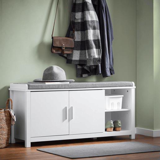 Banco para sapatos com 2 portas FSR168-W SoBuy PT