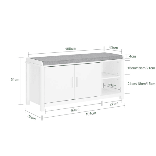 Banco para sapatos com 2 portas FSR168-W SoBuy PT