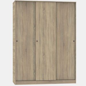Grande guarda-roupa tibetano com 3 portas de correr em carvalho cambriano, branco fosco ou carvalho e branco 150x200 cm