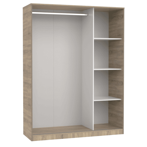 Grande guarda-roupa tibetano com 3 portas de correr em carvalho cambriano, branco fosco ou carvalho e branco 150x200 cm