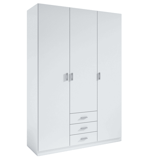 Guarda-roupa Miroytengo Roma com 3 portas e 3 gavetas, branco, para closets, quartos, 216 x 149 x 53 cm