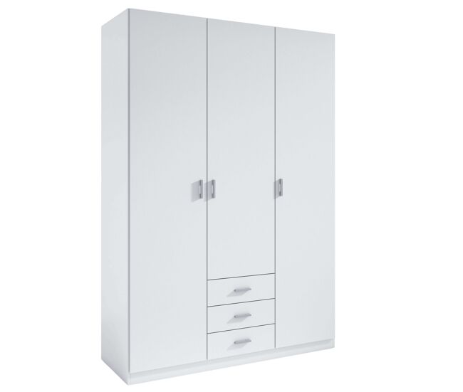 Miroytengo armario ropero roma 3 puertas 3 cajones color blanco vestidor habitación dormitorio 216x149x53 cm