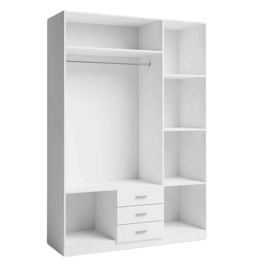 Guarda-roupa Miroytengo Roma com 3 portas e 3 gavetas, branco, para closets, quartos, 216 x 149 x 53 cm