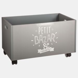 Baú Bazaar Estilo Moderno em Cinza com Rodas Pretas 45x29x28 cm