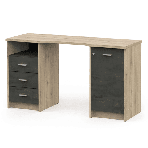 Secretária Monaco 3 Gavetas 1 Porta 1 Prateleira Carvalho Artesanal e Calçada 135 cm Melamina Moderna e Funcional Secretária Monaco 3 Gavetas 1 Porta 1 Prateleira Carvalho Artesanal e Calçada 135 cm Melamina Moderna e Funcional