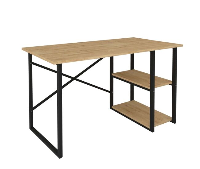 Mesa escritorio rus 2 estantes industrial roble y negro 120 cm