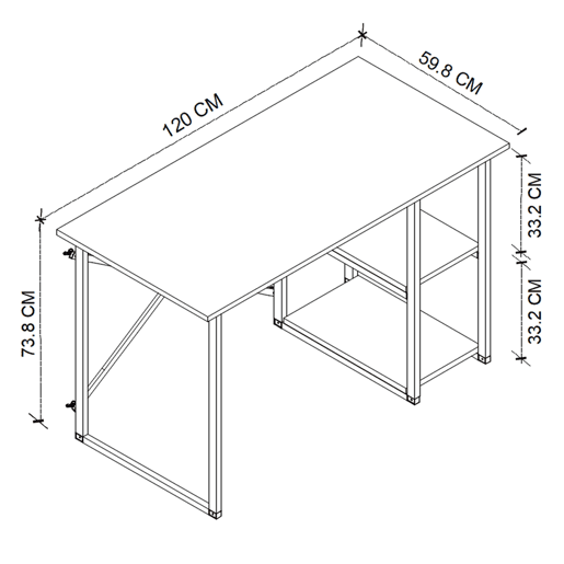 Mesa de escritório Rus com 2 prateleiras industriais, carvalho e preto, 120 cm Mesa de escritório Rus com 2 prateleiras industriais, carvalho e preto, 120 cm