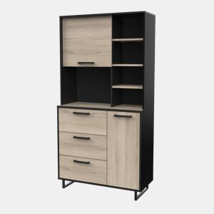Buffet alto Roma Kitchen em carvalho Kronberg e preto fosco 180x92x40 cm
