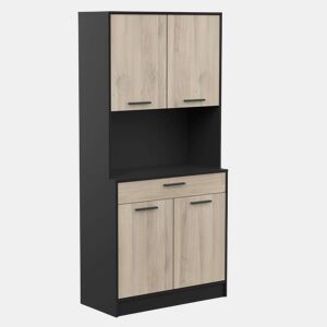 Buffet de cozinha Napoli com portas sanfonadas em carvalho e preto 84x177x40 cm