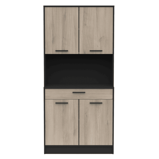 Buffet de cozinha Napoli com portas sanfonadas em carvalho e preto 84x177x40 cm Buffet de cozinha Napoli com portas sanfonadas em carvalho e preto 84x177x40 cm