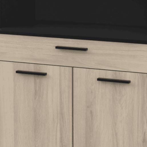 Buffet de cozinha Napoli com portas sanfonadas em carvalho e preto 84x177x40 cm Buffet de cozinha Napoli com portas sanfonadas em carvalho e preto 84x177x40 cm