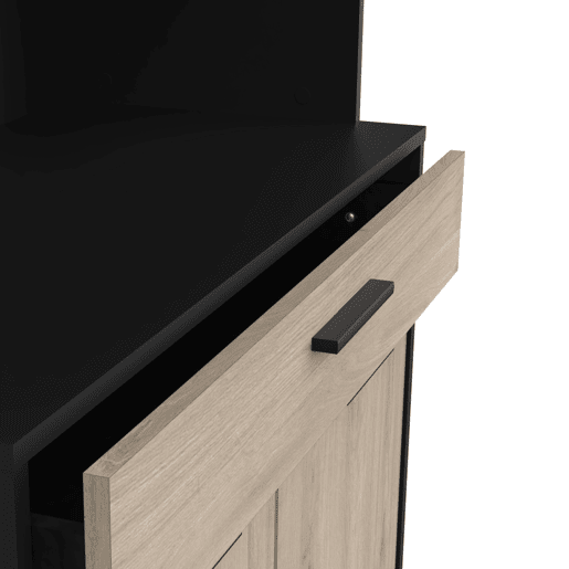 Buffet de cozinha Napoli com portas sanfonadas em carvalho e preto 84x177x40 cm Buffet de cozinha Napoli com portas sanfonadas em carvalho e preto 84x177x40 cm