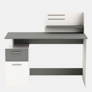 Mesa Multimídia Plato Branca e Cinza Escuro 122 cm