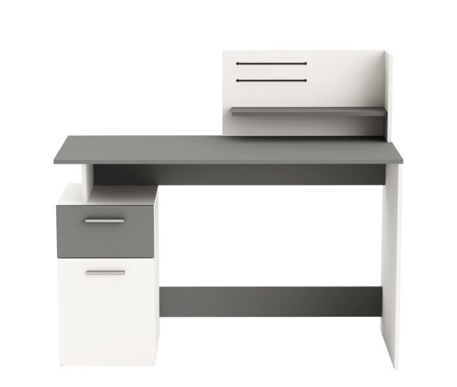 Escritorio platón multimedia color blanco y gris oscuro 122 cm