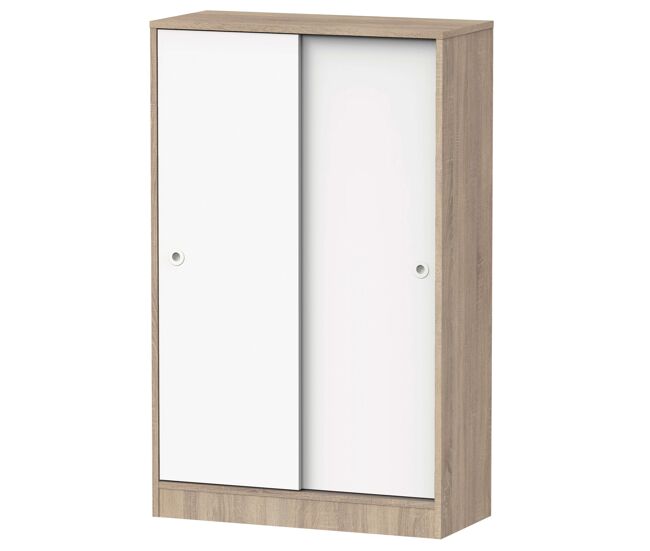 Armario multiusos bajo 2 puertas correderas roble cambrian y blanco 74x33 cm