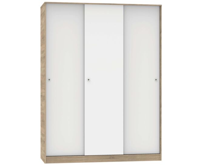 Armario grande tibet con 3 puertas correderas roble cambrian, blanco mate o roble y blanco 150x200cm