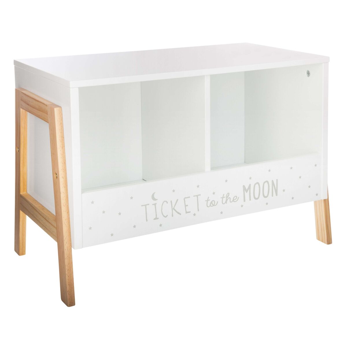 Baúl infantil para niños, 2 cajones, blanco y roble, 60 cm almacenamiento