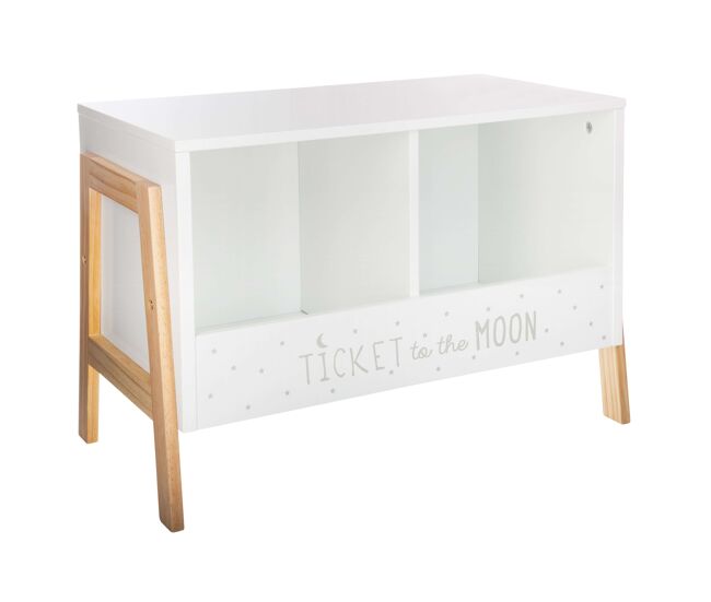 Baúl infantil para niños, 2 cajones, blanco y roble, 60 cm almacenamiento