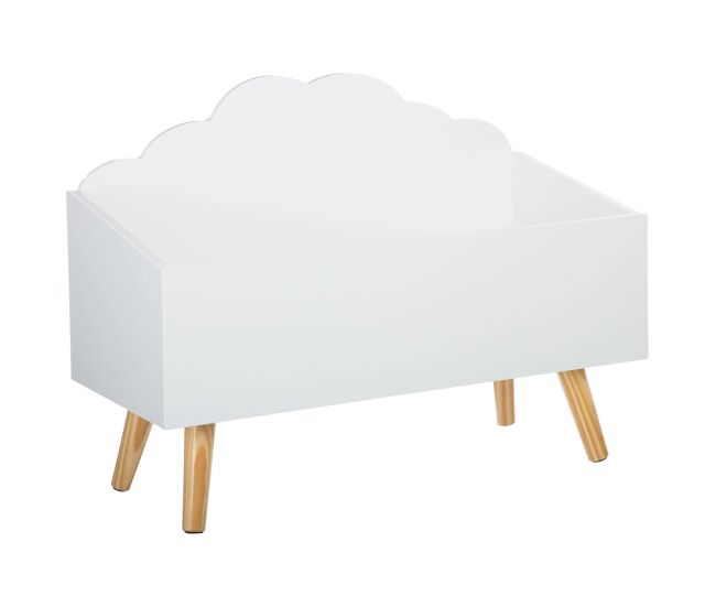 Baúl infantil de dormitorio melamina/patas madera douceur 58x45x28cm - blanco