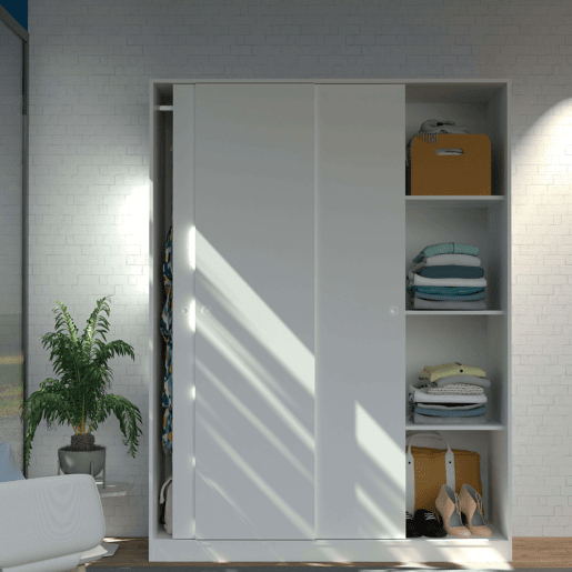 Grande guarda-roupa tibetano com 3 portas de correr em carvalho cambriano, branco fosco ou carvalho e branco 150x200 cm Grande guarda-roupa tibetano com 3 portas de correr em carvalho cambriano, branco fosco ou carvalho e branco 150x200 cm