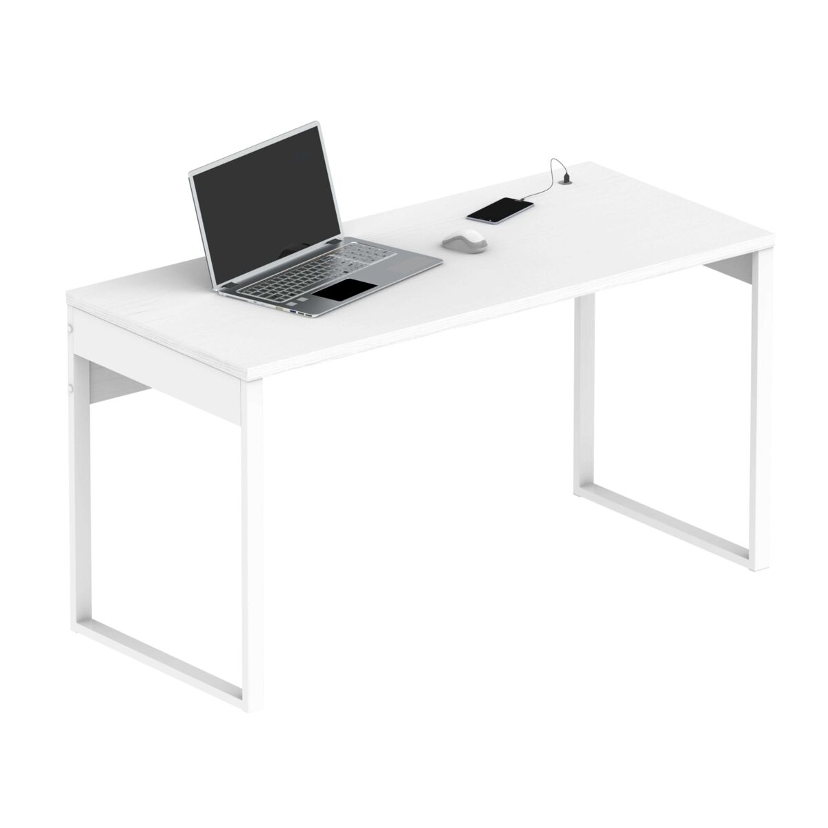 Mesa escritorio nexus, mesa de oficina melamina de alta densidad, blanco atlas, 76 x 135 x 60 cm
