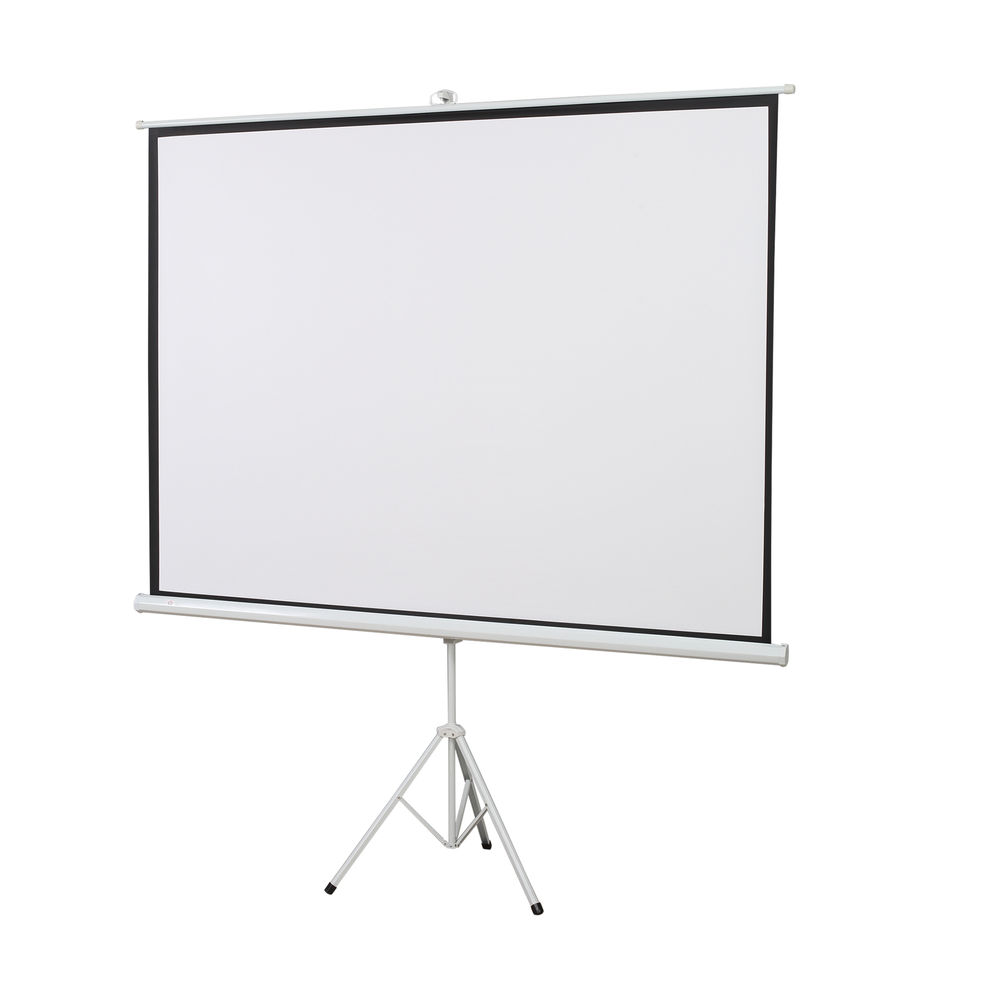 Homcom pantalla de proyector manual con soporte 100 pulgadas pantalla de proyección portátil formato 4:3 para interior y exterior cine en casa patio 203x152 cm blanco