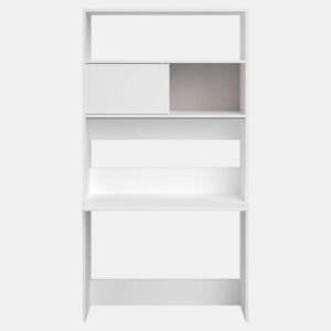 Mesa de escritório Queen com prateleiras, branca, 105 cm