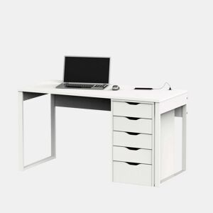 Conjunto de mesa e gaveta branca para escritório, sala de jovens e estudo moderno