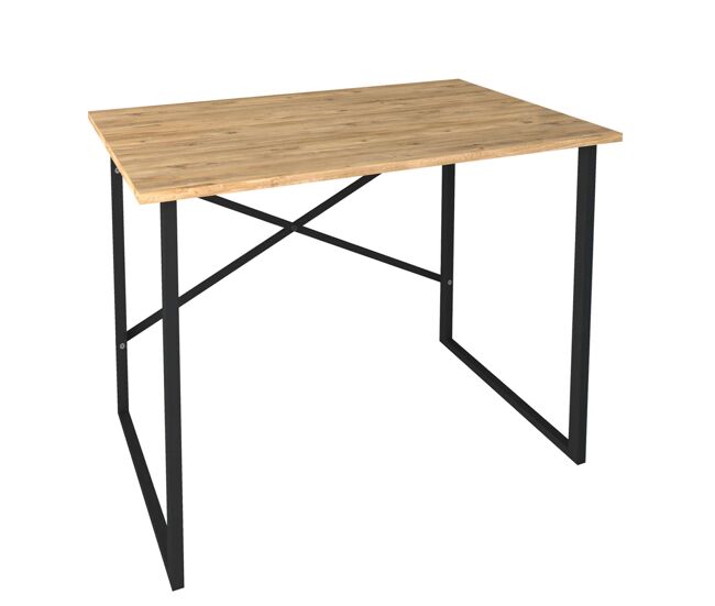 Mesa escritorio rus industrial roble y negro 90 cm
