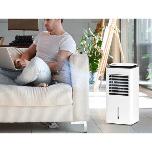 Aparelho de ar condicionado evaporativo com 3 velocidades e um caudal de 1500 m3h.