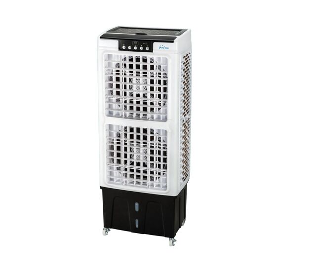 Climatizador evaporativo para grandes estancias, con triple panel evaporativo y alta capacidad de refrigeración, que filtra el aire y lo enfría