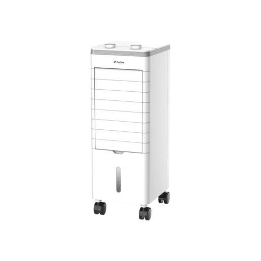 Arrefecedor evaporativo compacto com persianas dobráveis Design compacto. 60W. Caudal: 350m3h. Arrefecedor evaporativo compacto com persianas dobráveis Design compacto. 60W. Caudal: 350m3h.