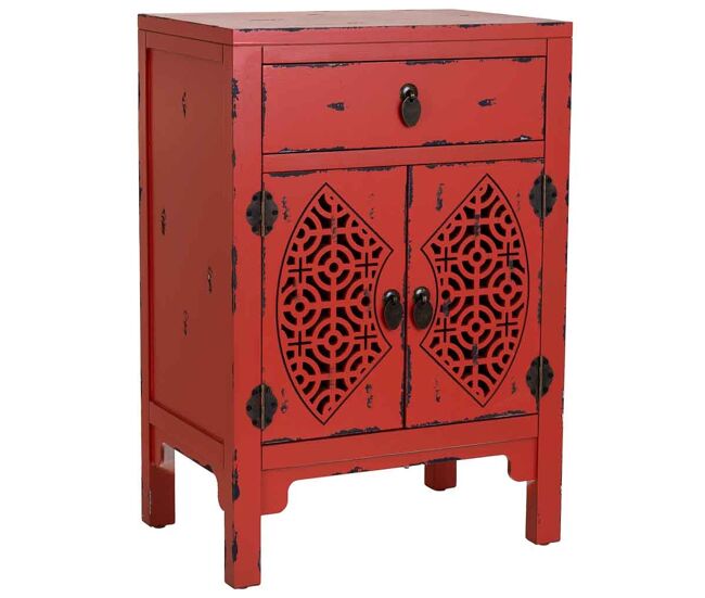 Mesita de madera de 1 cajón y 2 puertas 48
