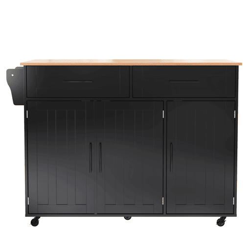Aparador com consola rebatível - 2 gavetas + portas de armário - Preto