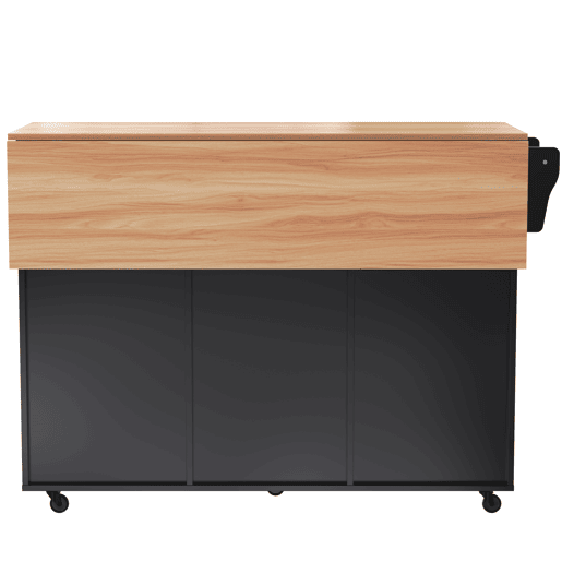 Aparador com consola rebatível - 2 gavetas + portas de armário - Preto