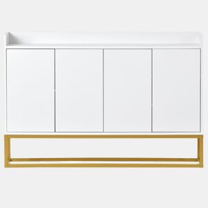 Aparador com 4 portas sem puxadores - estilo contemporâneo - madeira + metal - branco