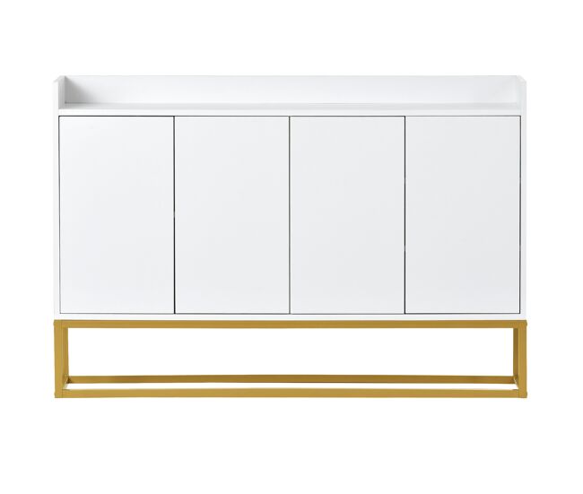 Aparador con 4 puertas sin tirador - estilo contemporáneo - madera + metal - blanco