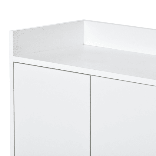 Aparador com 4 portas sem puxadores - estilo contemporâneo - madeira + metal - branco