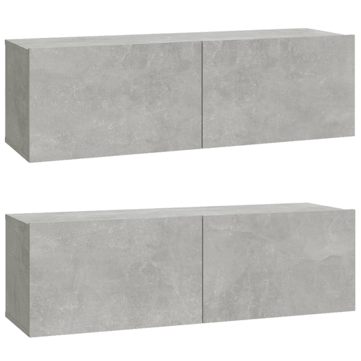 móveis de TV - Armários TV parede 2pcs 100x30x30cm madeira cinza cimento